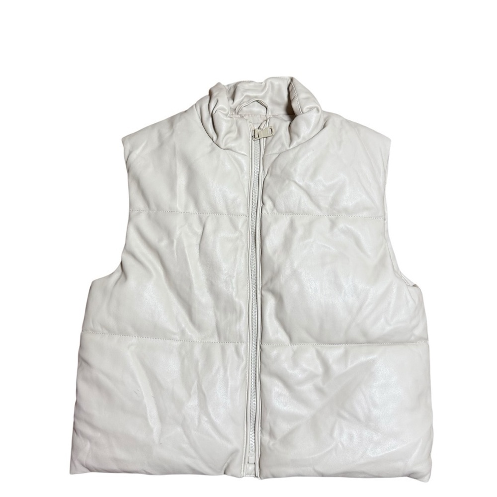 Zara| Kids Faux Leather Puffer Vest – Size 9-10 Years- Cream